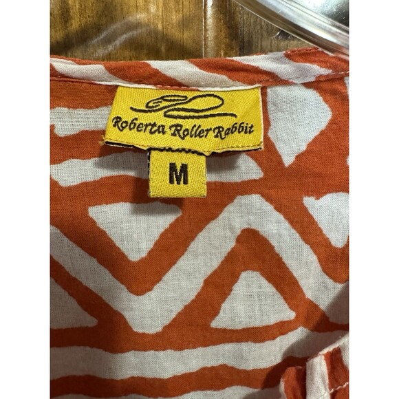 ROBERTA ROLLER RABBIT Lightweight V-Neck Pullover Tunic Shirt Orange Size Medium - Picture 2 of 10